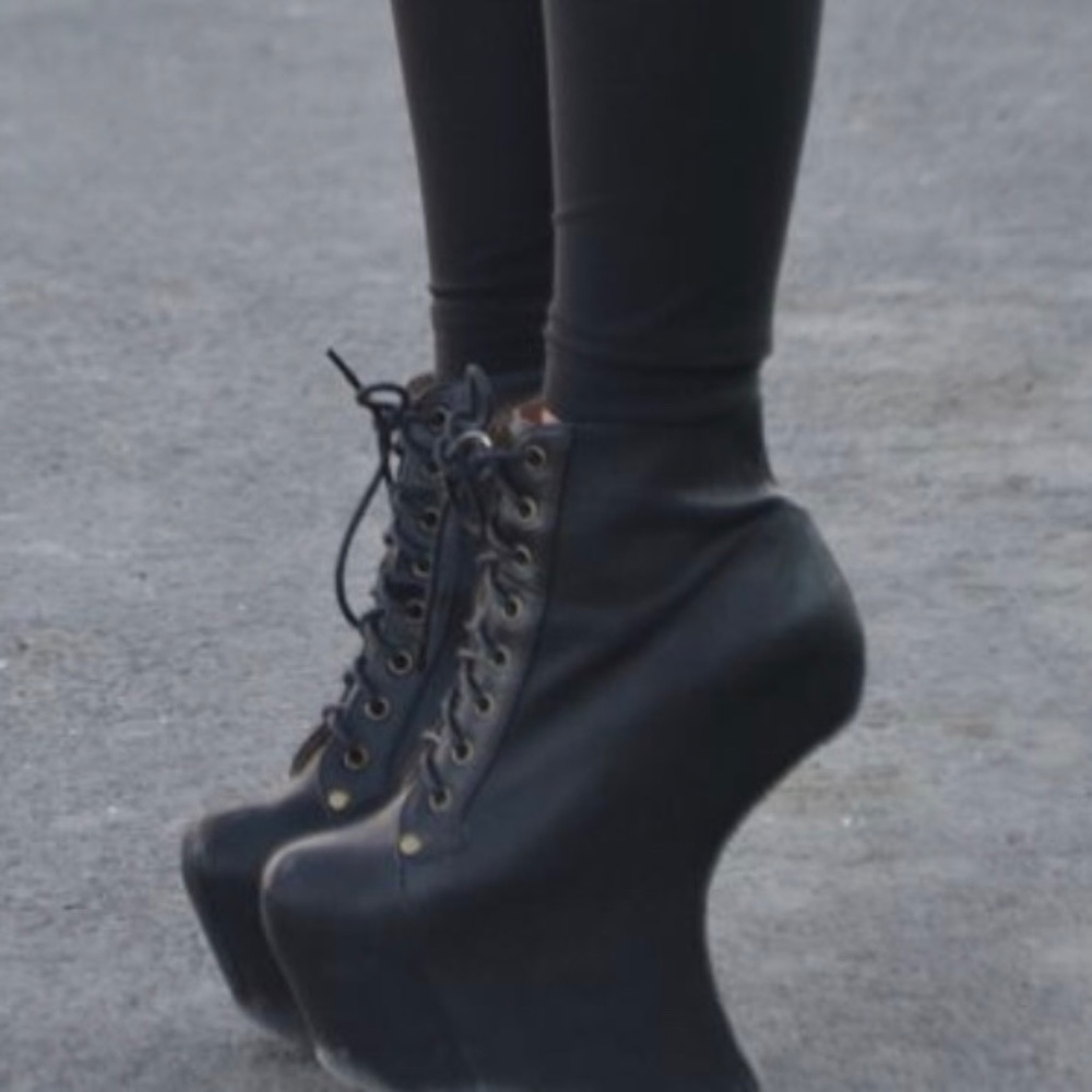 JEFFREY CAMPBELL 5.5 Night-Lita Heel-less Lace Up Bootie Balenciaga